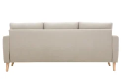 Canapé 3 places en tissu beige et bois clair MUNIK