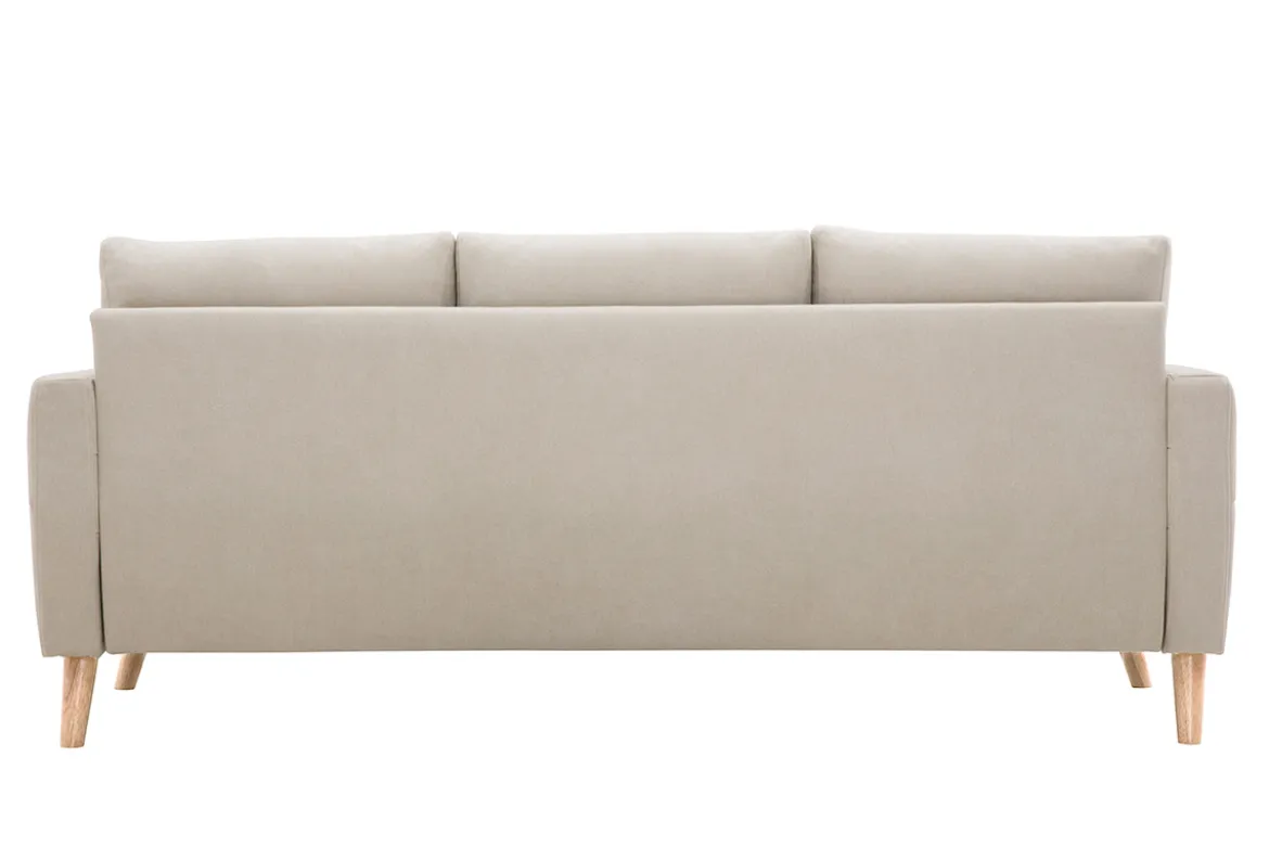 Canapé 3 places en tissu beige et bois clair MUNIK