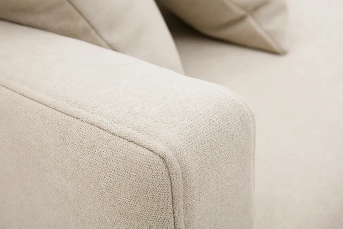 Canapé 3 places en tissu beige et bois clair MUNIK