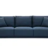 Canapé 3 places en tissu bleu foncé et bois foncé MUNIK