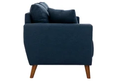 Canapé 3 places en tissu bleu foncé et bois foncé MUNIK