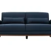 Canapé 3 places en tissu bleu foncé et bois foncé EKTOR