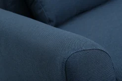 Canapé 3 places en tissu bleu foncé et bois foncé EKTOR