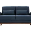 Canapé 2 places en tissu bleu foncé et bois foncé EKTOR