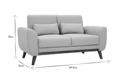 Canapé 2 places en tissu bleu foncé et bois foncé EKTOR