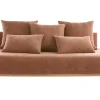 Canapé 3 places en tissu effet velours texturé terre brûlée et bois clair L200 cm ODEON
