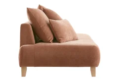 Canapé 3 places en tissu effet velours texturé terre brûlée et bois clair L200 cm ODEON