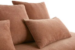 Canapé 3 places en tissu effet velours texturé terre brûlée et bois clair L200 cm ODEON