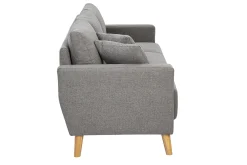 Canapé 3 places en tissu gris et bois clair MUNIK