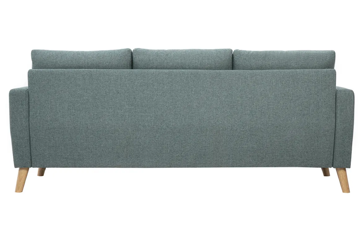 Canapé 3 places en tissu vert de gris et bois clair MUNIK