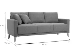 Canapé 3 places en tissu vert de gris et bois clair MUNIK