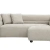 Canapé 3 places et repose pieds en tissu effet velours texturé beige JOYA