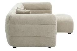 Canapé 3 places et repose pieds en tissu effet velours texturé beige JOYA