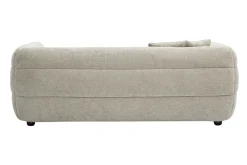 Canapé 3 places et repose pieds en tissu effet velours texturé beige JOYA