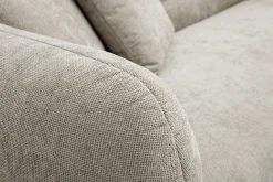 Canapé 3 places et repose pieds en tissu effet velours texturé beige JOYA