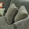 Canapé scandinave déhoussable 3 places en tissu effet velours vert kaki et bois clair OSLO