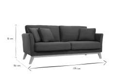 Canapé scandinave déhoussable 3 places en tissu effet velours vert kaki et bois clair OSLO