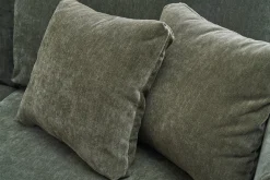 Canapé scandinave déhoussable 3 places en tissu effet velours vert kaki et bois clair OSLO