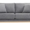 Canapé scandinave déhoussable 2 places en tissu gris clair et bois clair OSLO
