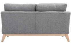 Canapé scandinave déhoussable 2 places en tissu gris clair et bois clair OSLO