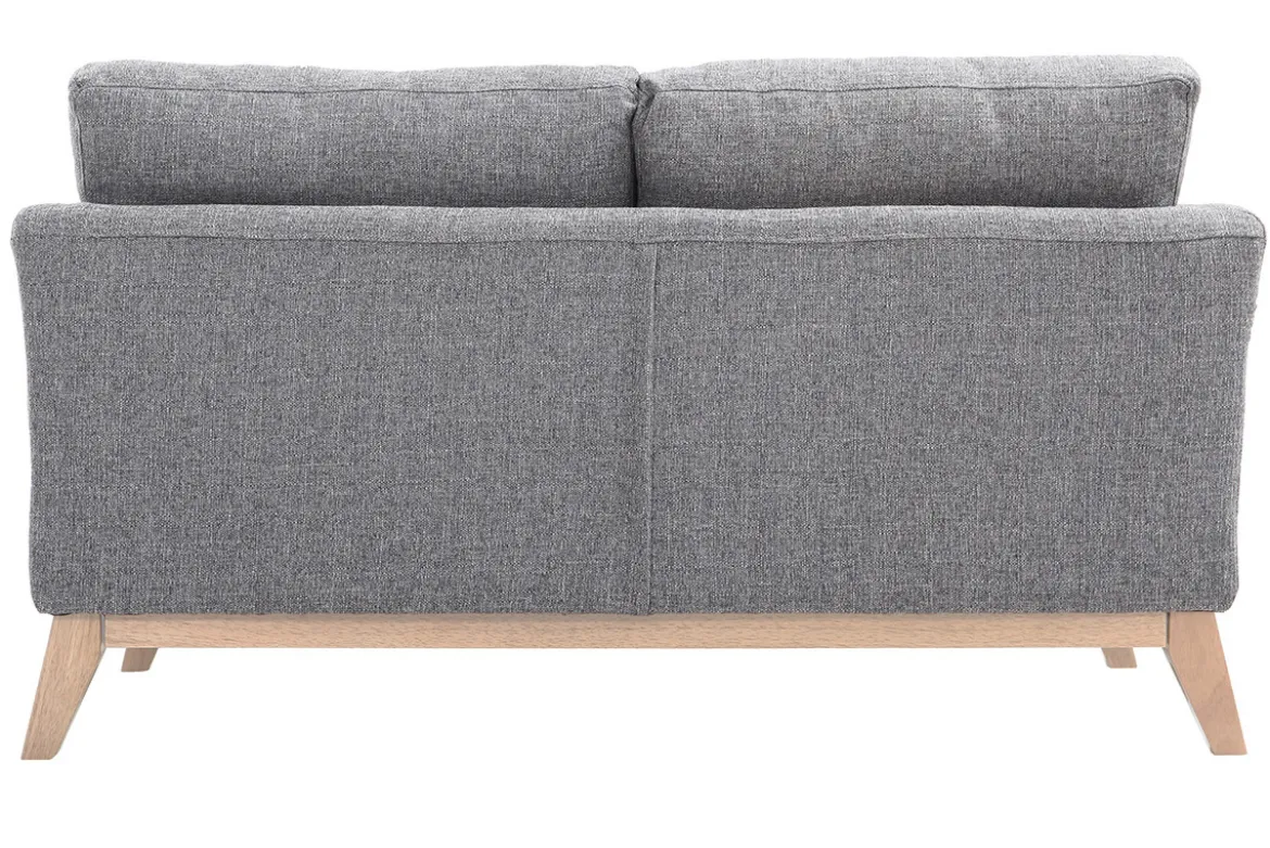 Canapé scandinave déhoussable 2 places en tissu gris clair et bois clair OSLO