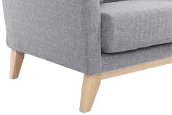 Canapé scandinave déhoussable 2 places en tissu gris clair et bois clair OSLO