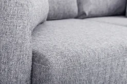 Canapé scandinave déhoussable 2 places en tissu gris clair et bois clair OSLO