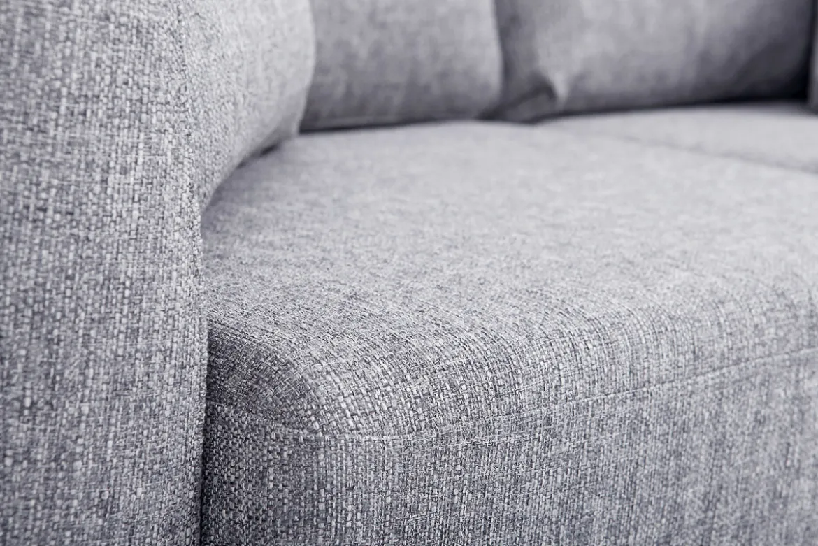 Canapé scandinave déhoussable 2 places en tissu gris clair et bois clair OSLO