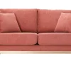 Canapé scandinave déhoussable 2 places en tissu effet velours texturé terracotta et bois clair OSLO
