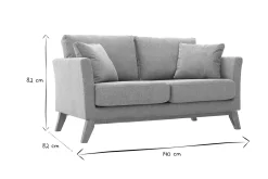 Canapé scandinave déhoussable 2 places en tissu effet velours texturé terracotta et bois clair OSLO