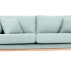 Canapé scandinave déhoussable 3 places en tissu vert lagon et bois clair OSLO