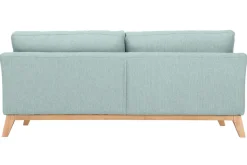Canapé scandinave déhoussable 3 places en tissu vert lagon et bois clair OSLO