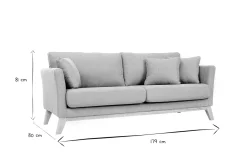 Canapé scandinave déhoussable 3 places en tissu vert lagon et bois clair OSLO