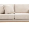 Canapé scandinave déhoussable 2 places en tissu velours côtelé beige et bois clair OSLO