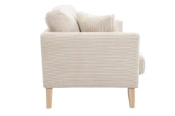 Canapé scandinave déhoussable 2 places en tissu velours côtelé beige et bois clair OSLO