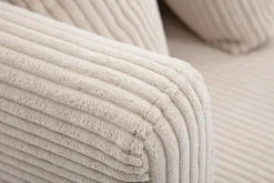 Canapé scandinave déhoussable 2 places en tissu velours côtelé beige et bois clair OSLO