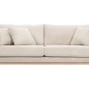 Canapé scandinave déhoussable 3 places en tissu velours côtelé beige et bois clair OSLO