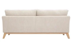 Canapé scandinave déhoussable 3 places en tissu velours côtelé beige et bois clair OSLO