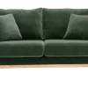 Canapé scandinave déhoussable 2 places en tissu effet velours vert kaki et bois clair OSLO