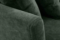 Canapé scandinave déhoussable 2 places en tissu effet velours vert kaki et bois clair OSLO
