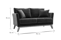 Canapé scandinave déhoussable 2 places en tissu effet velours vert kaki et bois clair OSLO