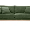 Canapé scandinave déhoussable 3 places en tissu velours côtelé vert kaki et bois clair OSLO
