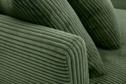 Canapé scandinave déhoussable 3 places en tissu velours côtelé vert kaki et bois clair OSLO