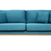 Canapé scandinave déhoussable 3 places en tissu bleu canard et bois clair OSLO