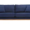 Canapé scandinave déhoussable 3 places en tissu bleu foncé et bois clair OSLO