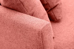 Canapé scandinave déhoussable 3 places en tissu effet velours texturé terracotta et bois clair OSLO