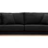 Canapé scandinave déhoussable 3 places en tissu gris foncé et bois clair OSLO