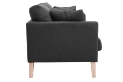 Canapé scandinave déhoussable 3 places en tissu gris foncé et bois clair OSLO