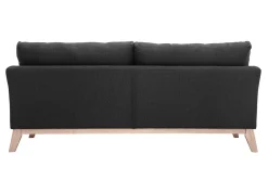 Canapé scandinave déhoussable 3 places en tissu gris foncé et bois clair OSLO