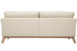 Canapé scandinave déhoussable 3 places en tissu beige et bois clair OSLO